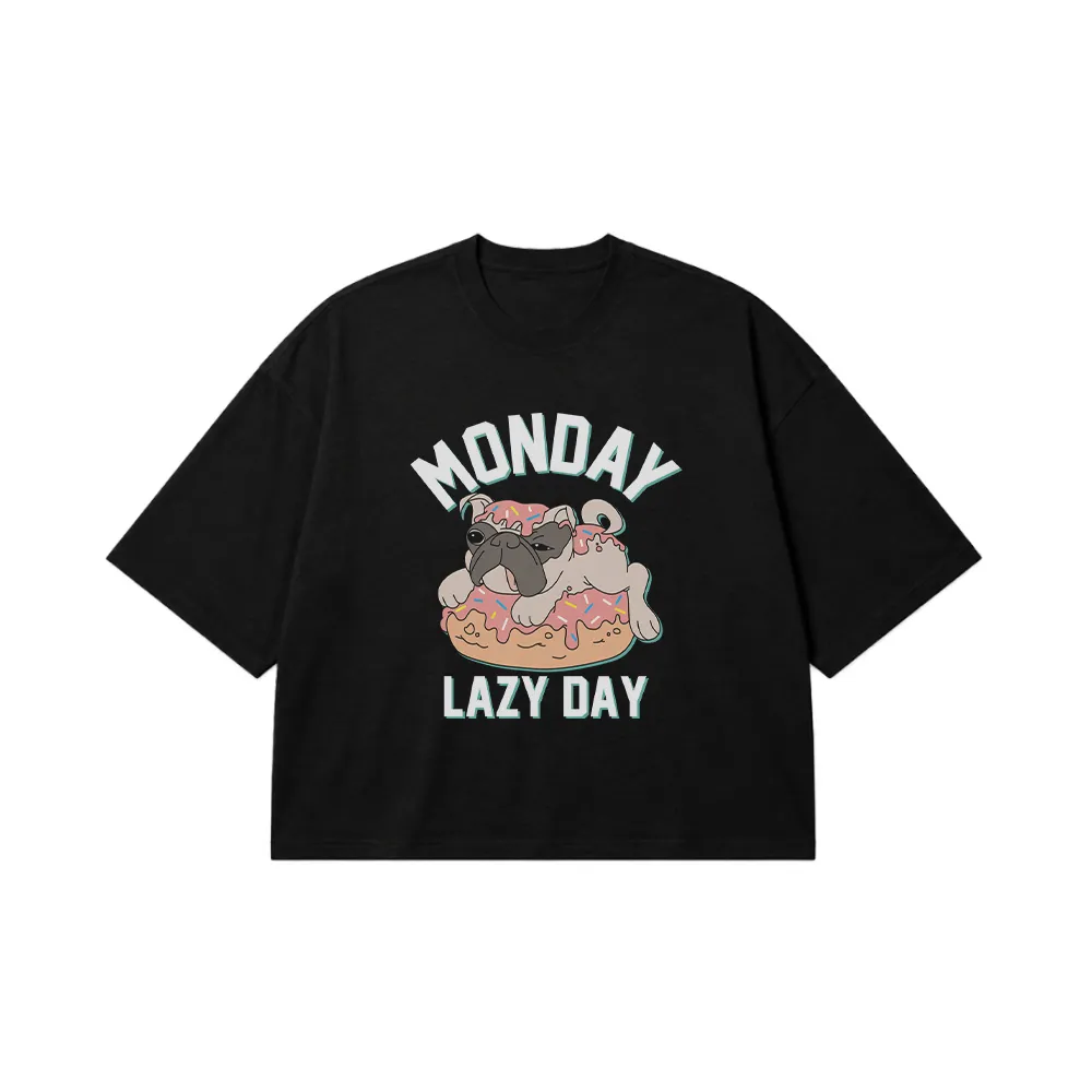 تیشرت باکسی سگ طرح Monday Lazy Day کد 7328
