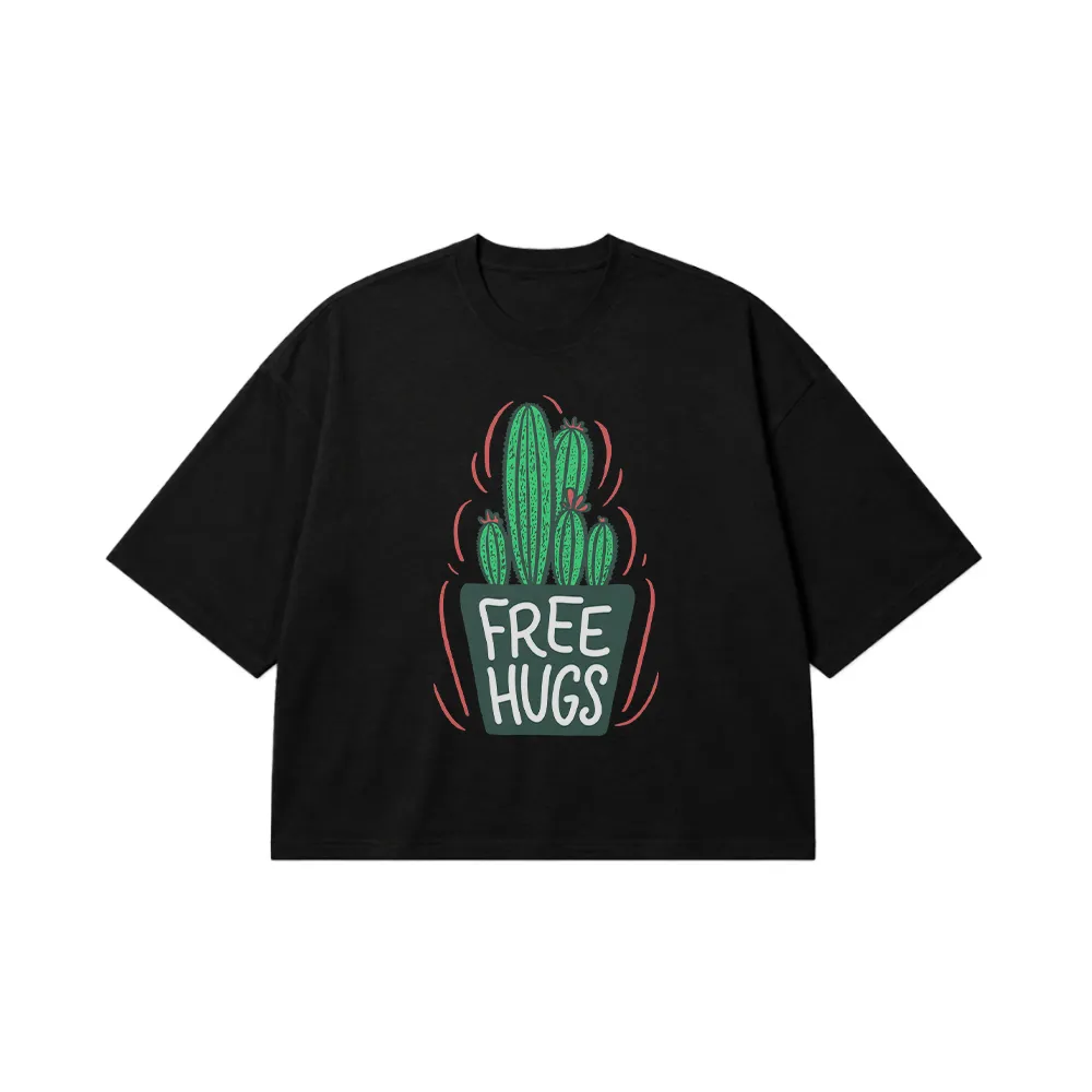 تیشرت باکسی کاکتوس طرح Free Hugs کد 7554