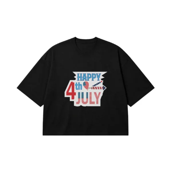 تیشرت باکسی روز استقلال آمریکا طرح Happy 4th Of July کد 7573