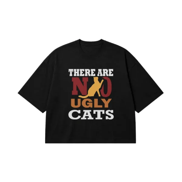 تیشرت باکسی گربه طرح No Ugly Cats کد 7591
