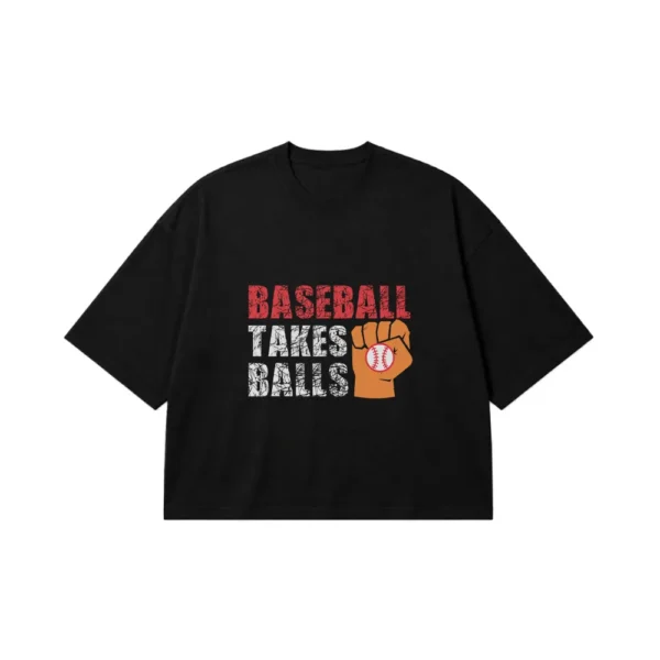تیشرت باکسی بیسبال طرح Takes Balls کد 7602