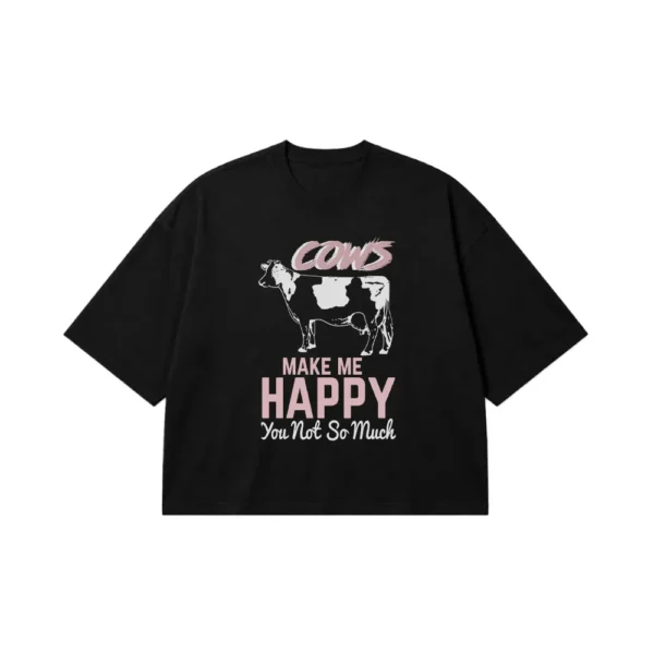 تیشرت باکسی گاو طرح Cows Make Me Happy کد 7615