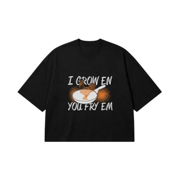 تیشرت باکسی مرغ طرح I Crow Em You Fry Em کد 7649
