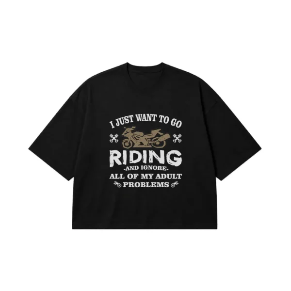 تیشرت باکسی موتورسواری طرح Riding And Ignore Problems کد 7651