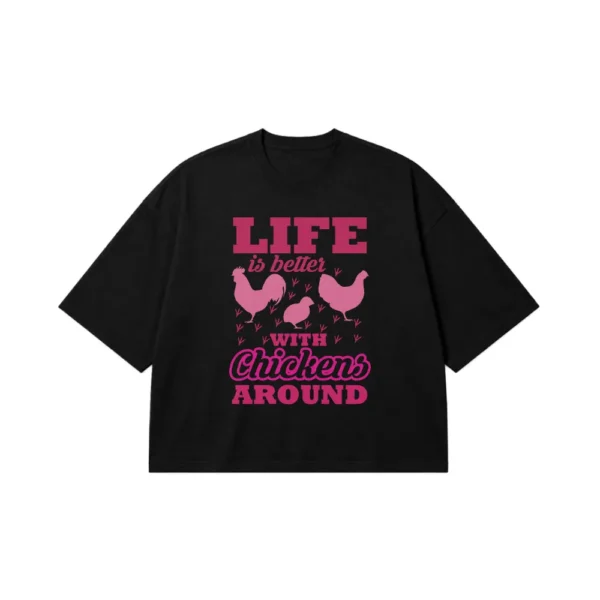 تیشرت باکسی مرغ طرح Life Is Better With Chickens کد 7660