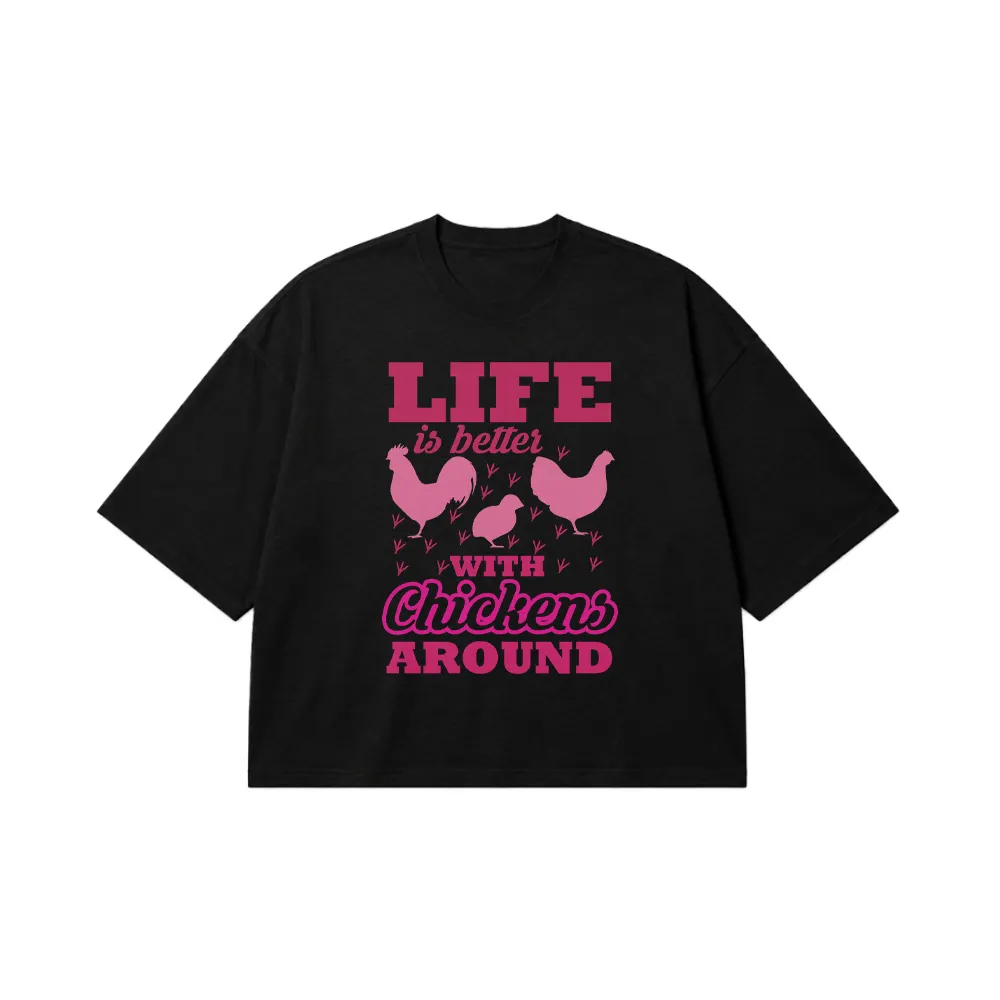 تیشرت باکسی مرغ طرح Life Is Better With Chickens کد 7660