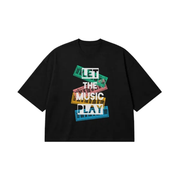 تیشرت باکسی موسیقی طرح Let The Music Play کد 7689