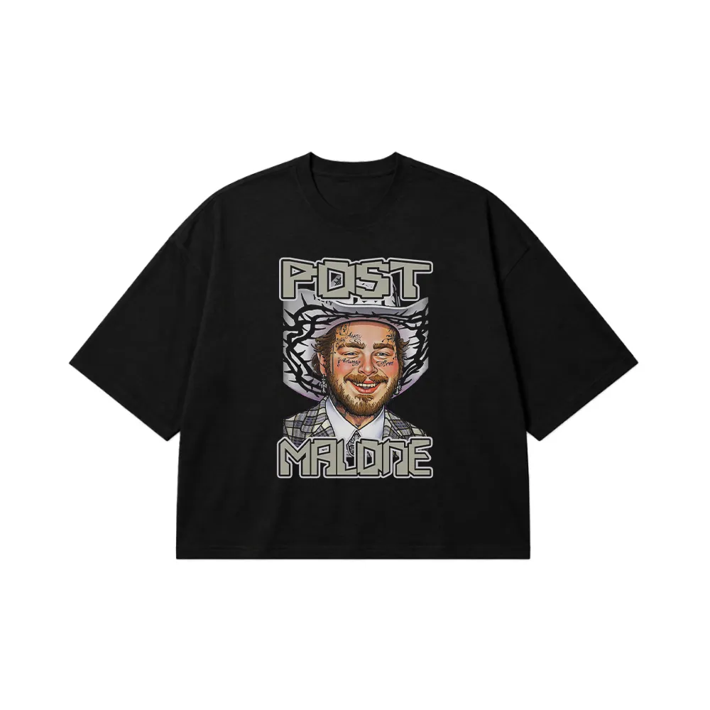 تیشرت باکسی پست مالون طرح پرتره (Post Malone) کد 769