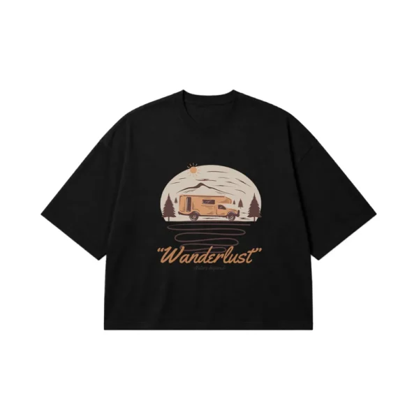 تیشرت باکسی کمپینگ طرح Wanderlust کد 7799