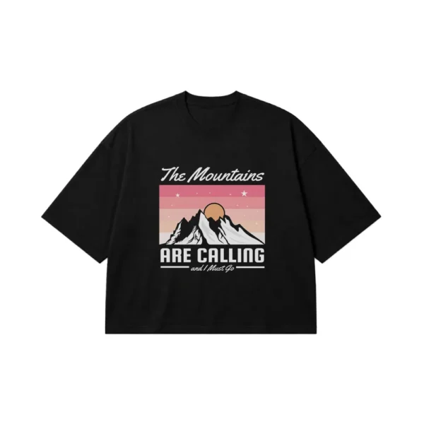 تیشرت باکسی کوهنوردی طرح The Mountains Are Calling کد 7810