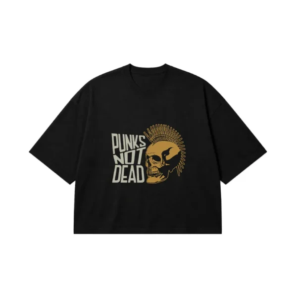 تیشرت باکسی اسکلت طرح پانک زنده است (Punks Not Dead) کد 7952
