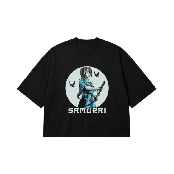 تیشرت باکسی طرح سامورایی دختر جنگجو ژاپنی (Samurai) کد 7981