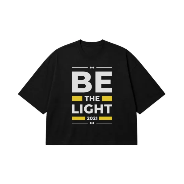 تیشرت باکسی انگیزشی نوشته Be the Light کد 8037