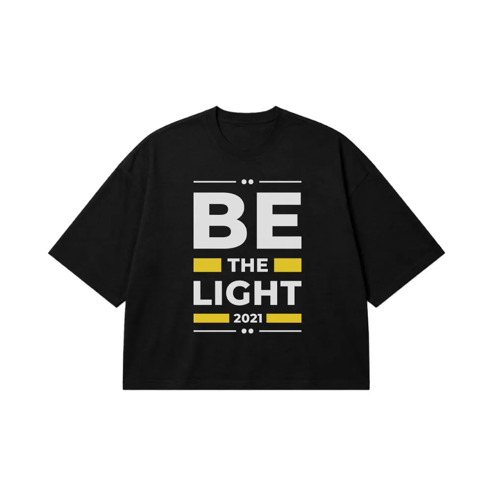 تیشرت باکسی انگیزشی نوشته Be the Light کد 8037