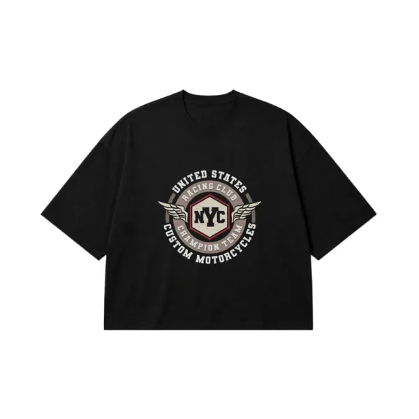 تیشرت باکسی موتورسیکلت طرح Racing Club NYC کد 8074