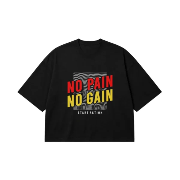تیشرت باکسی بدنسازی طرح No Pain No Gain کد 8076