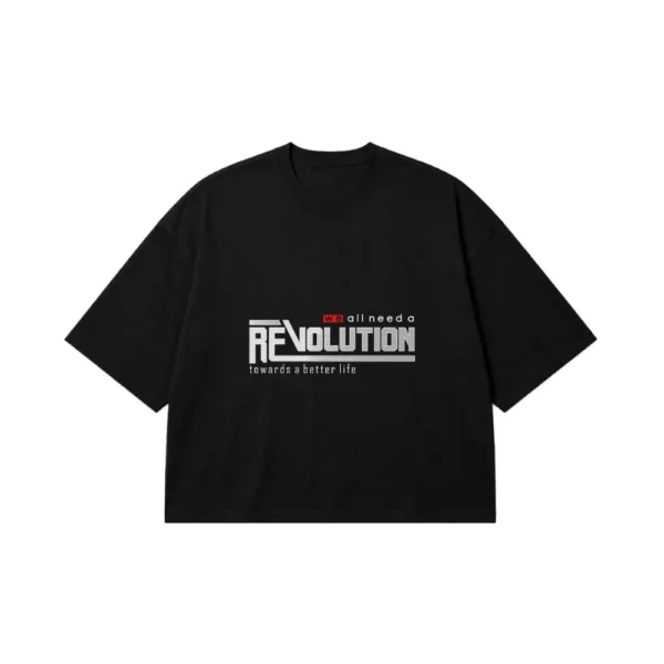 تیشرت باکسی انگیزشی طرح Revolution کد 8080