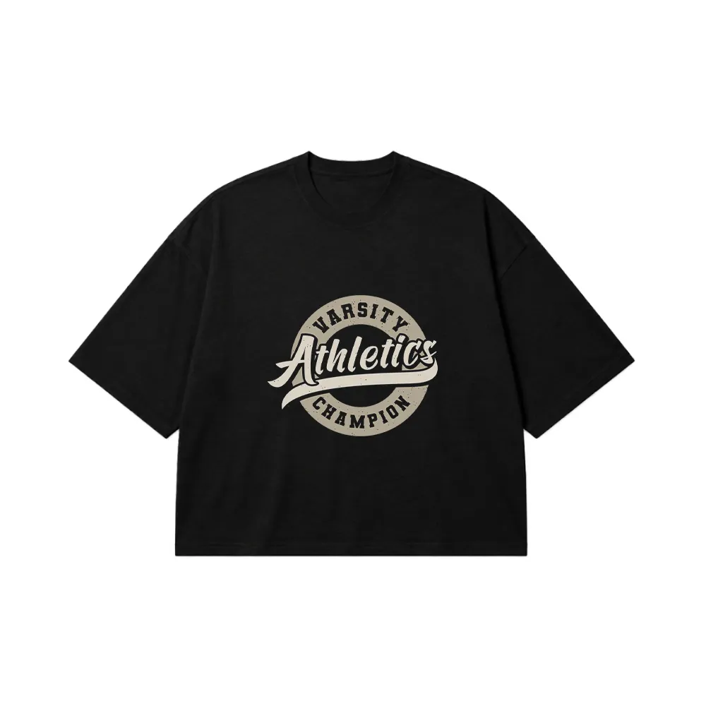 تیشرت باکسی وینتیج ورزشی طرح Varsity Athletics کد 8096