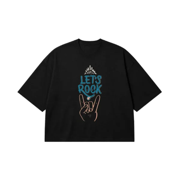 تیشرت باکسی طرح راک اند رول Let's Rock کد 8216