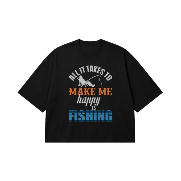 تیشرت باکسی طرح ماهیگیری (Happy Is Fishing) کد 8221