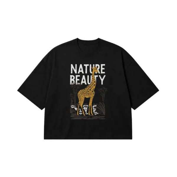 تیشرت باکسی زرافه و طبیعت طرح Nature Beauty کد 8331