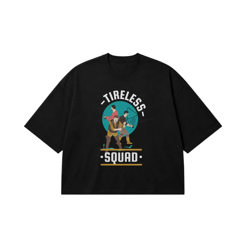 تیشرت باکسی ماهیگیری طرح Tireless Squad کد 8608