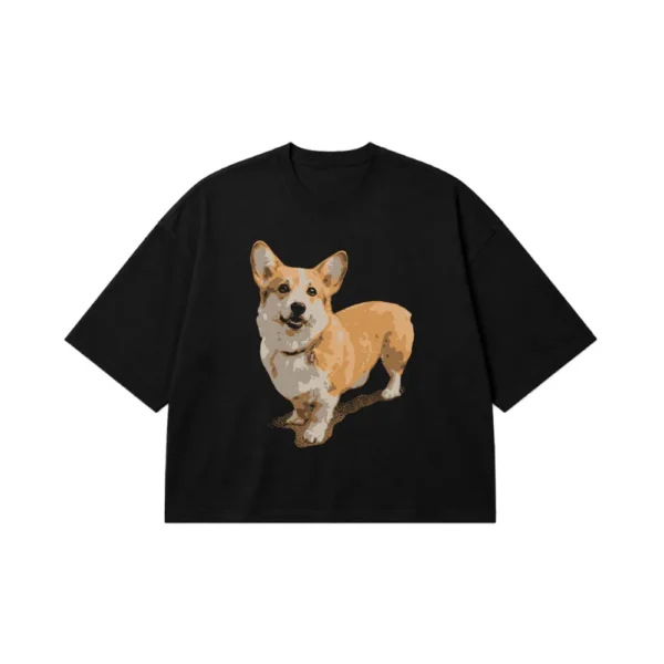 تیشرت باکسی سگ طرح کورگی (Corgi) کد 8701