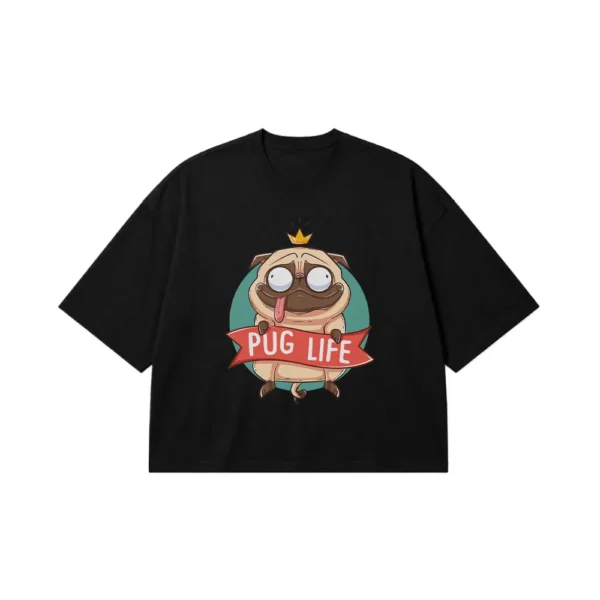 تیشرت باکسی سگ طرح Pug Life کد 8829