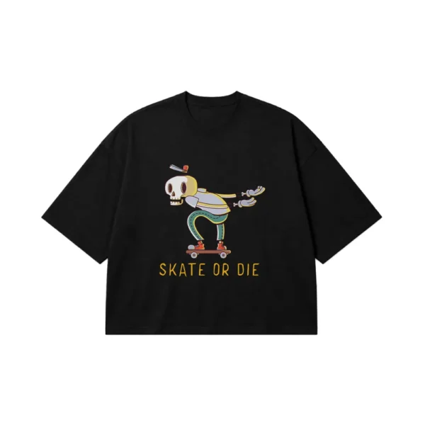 تیشرت باکسی اسکلت اسکیت‌باز طرح Skate Or Die کد 8832