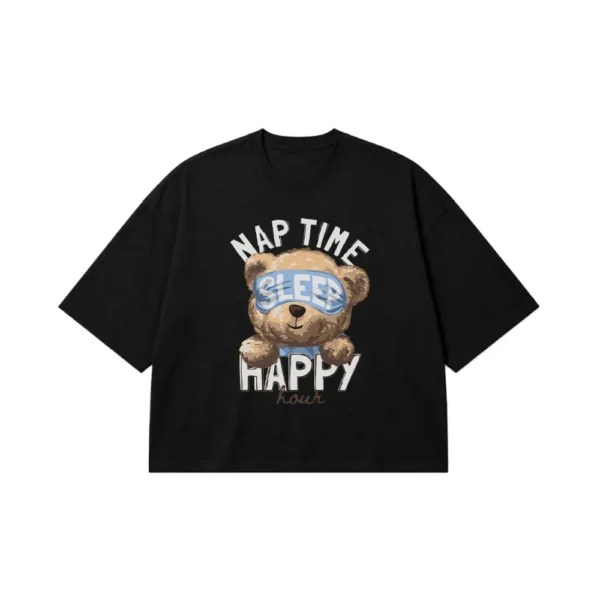 تیشرت باکسی خرس طرح Nap Time کد 8878
