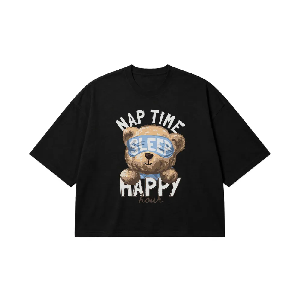 تیشرت باکسی خرس طرح Nap Time کد 8878