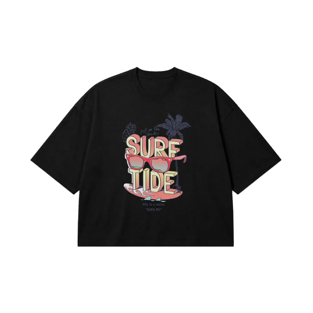 تیشرت باکسی تابستانی طرح Surf Tide کد 8893