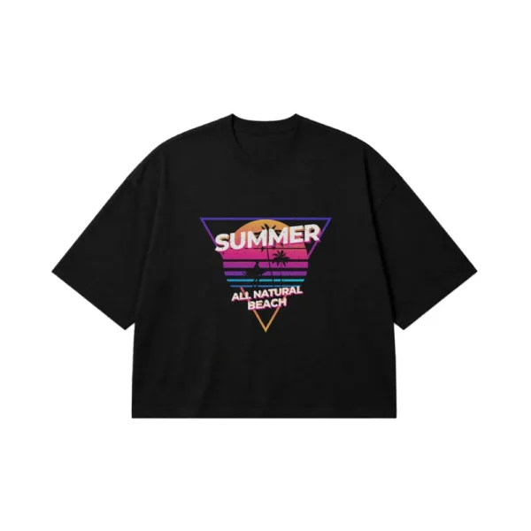 تیشرت باکسی تابستانی طرح Summer Beach کد 8912