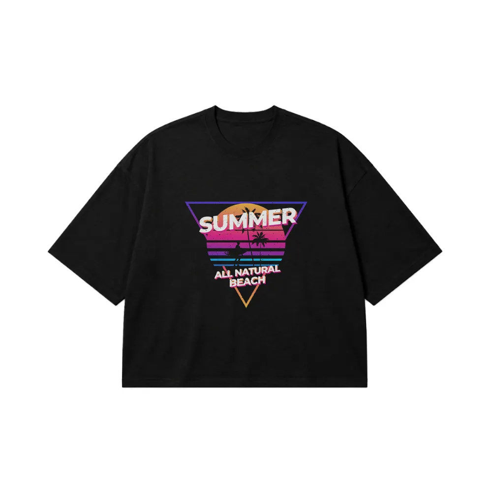 تیشرت باکسی تابستانی طرح Summer Beach کد 8912