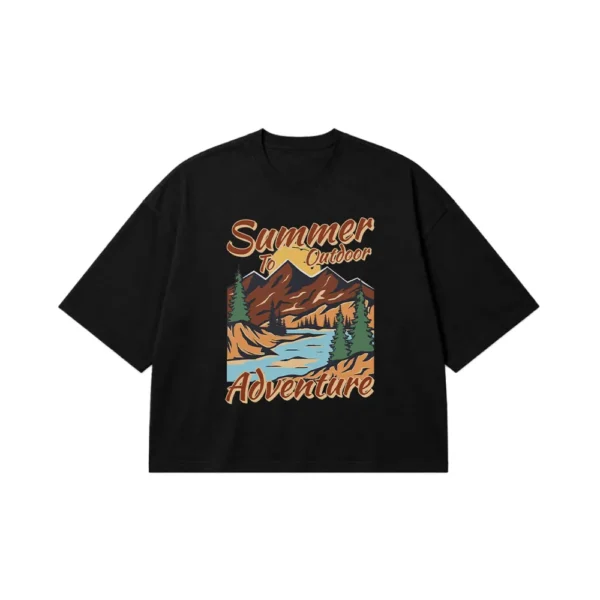تیشرت باکسی طبیعت‌گردی طرح Summer Outdoor Adventure کد 8922