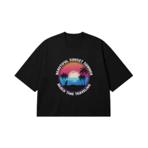 تیشرت باکسی تابستانی طرح Beautiful Sunset Summer کد 8924