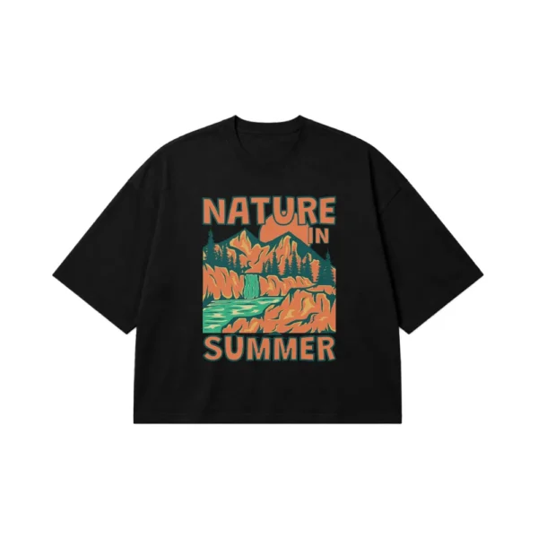 تیشرت باکسی طبیعت طرح Nature In Summer کد 8925
