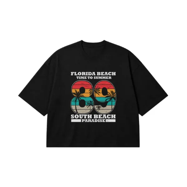 تیشرت باکسی تابستانی طرح Florida Beach 89 کد 8933