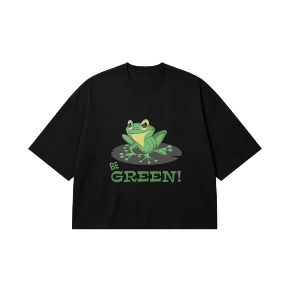 تیشرت باکسی قورباغه طرح Be Green کد 8999