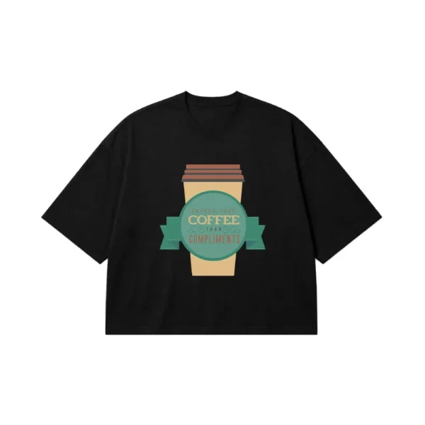 تیشرت باکسی طرح بج قهوه Rather Take Coffee کد 9039