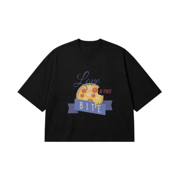 تیشرت باکسی پیتزا طرح Love At First Bite کد 9048