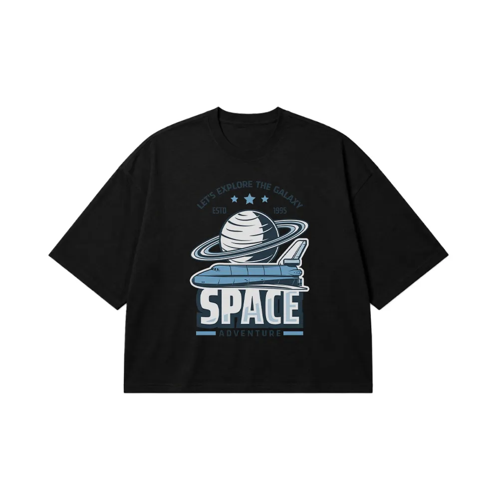 تیشرت باکسی فضایی طرح شاتل و سیاره زحل (Space) کد 9115