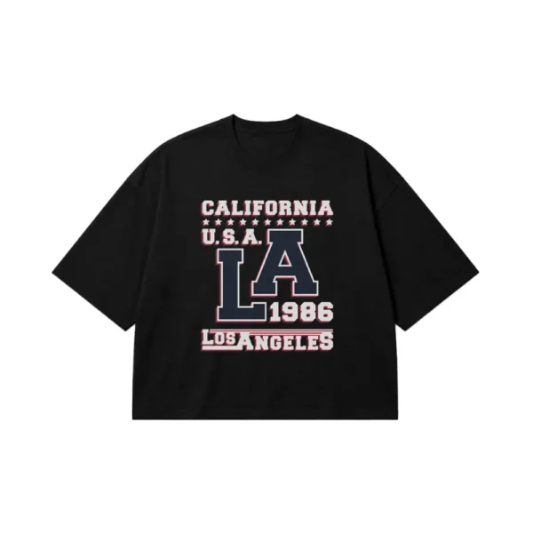 تیشرت باکسی طرح California Los Angeles 1986 کد 9391