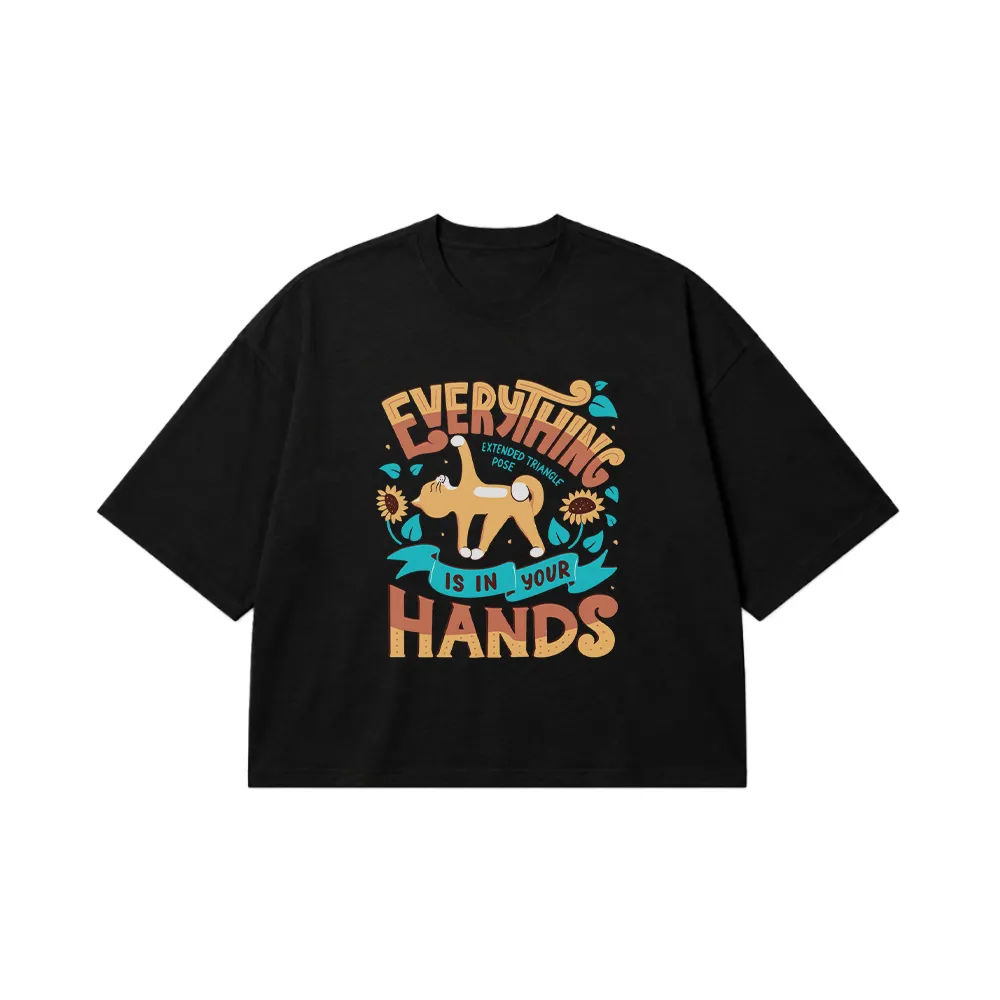 تیشرت باکسی یوگا طرح Everything Is In Your Hands کد 9411