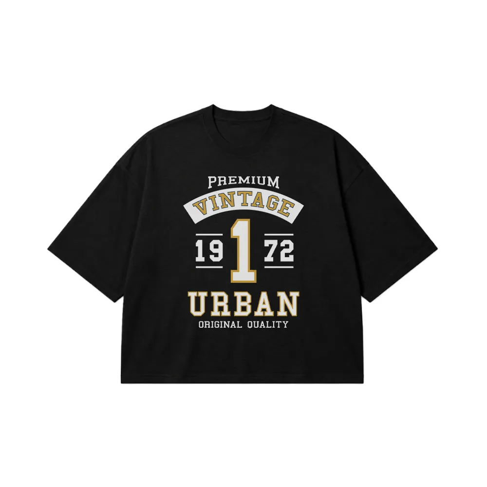 تیشرت باکسی طرح بج وینتیج Urban 1972 کد 9426