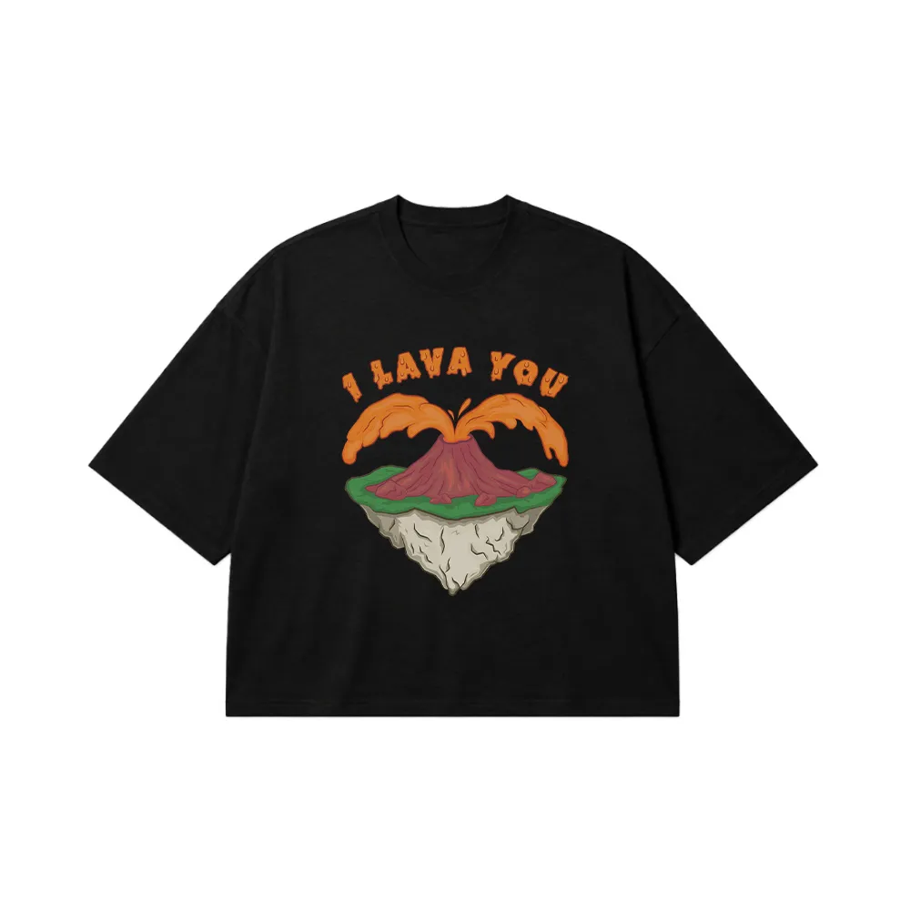 تیشرت باکسی عاشقانه طرح I Lava You کد 9443