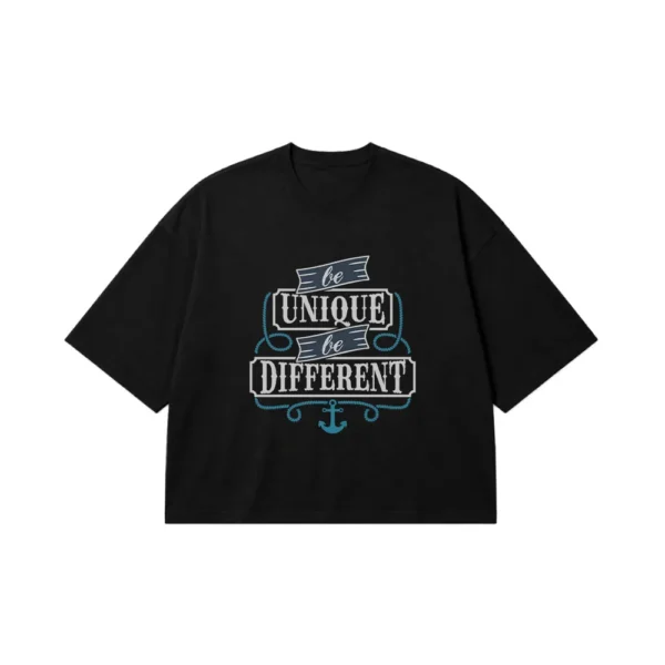 تیشرت باکسی انگیزشی طرح Be Unique Be Different کد 9450
