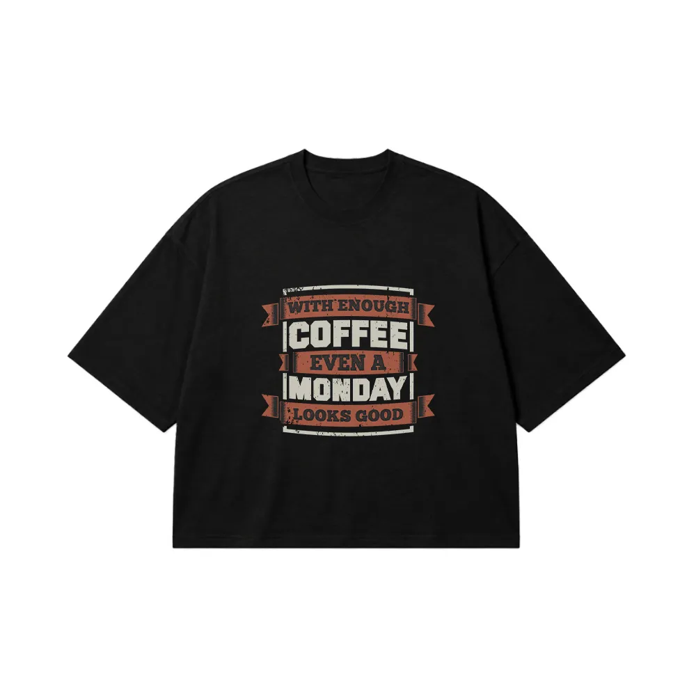 تیشرت باکسی طنز قهوه طرح Monday Coffee کد 9511