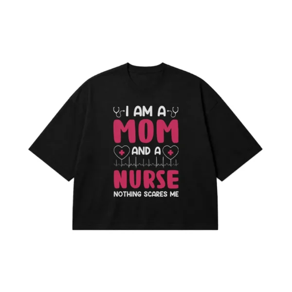 تیشرت باکسی پرستار طرح مادر و پرستار (Mom and Nurse Shirt) کد 9571