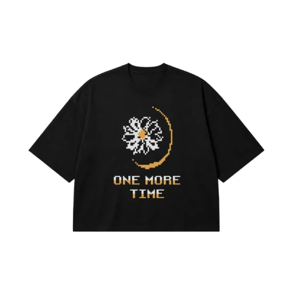 تیشرت باکسی گل پیکسلی طرح One More Time کد 9580
